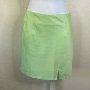 No.072 Princess Polly Light Green Satin Mini Skirt - Size 2